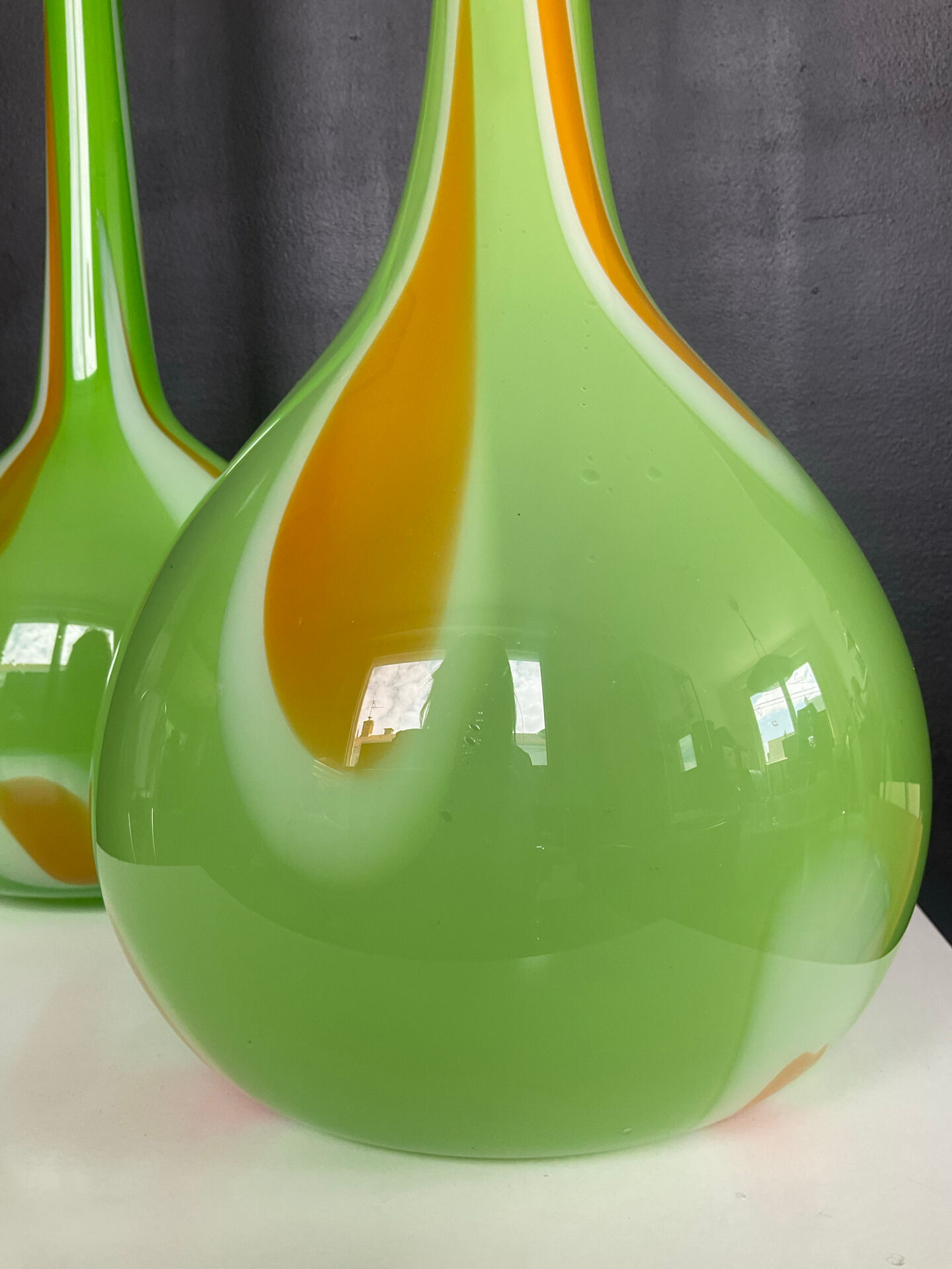 Pair of large flower vases in glass paste from the 70s-80s.