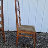 Set of 6 modernist chairs in solid oak with high backs from the 50s