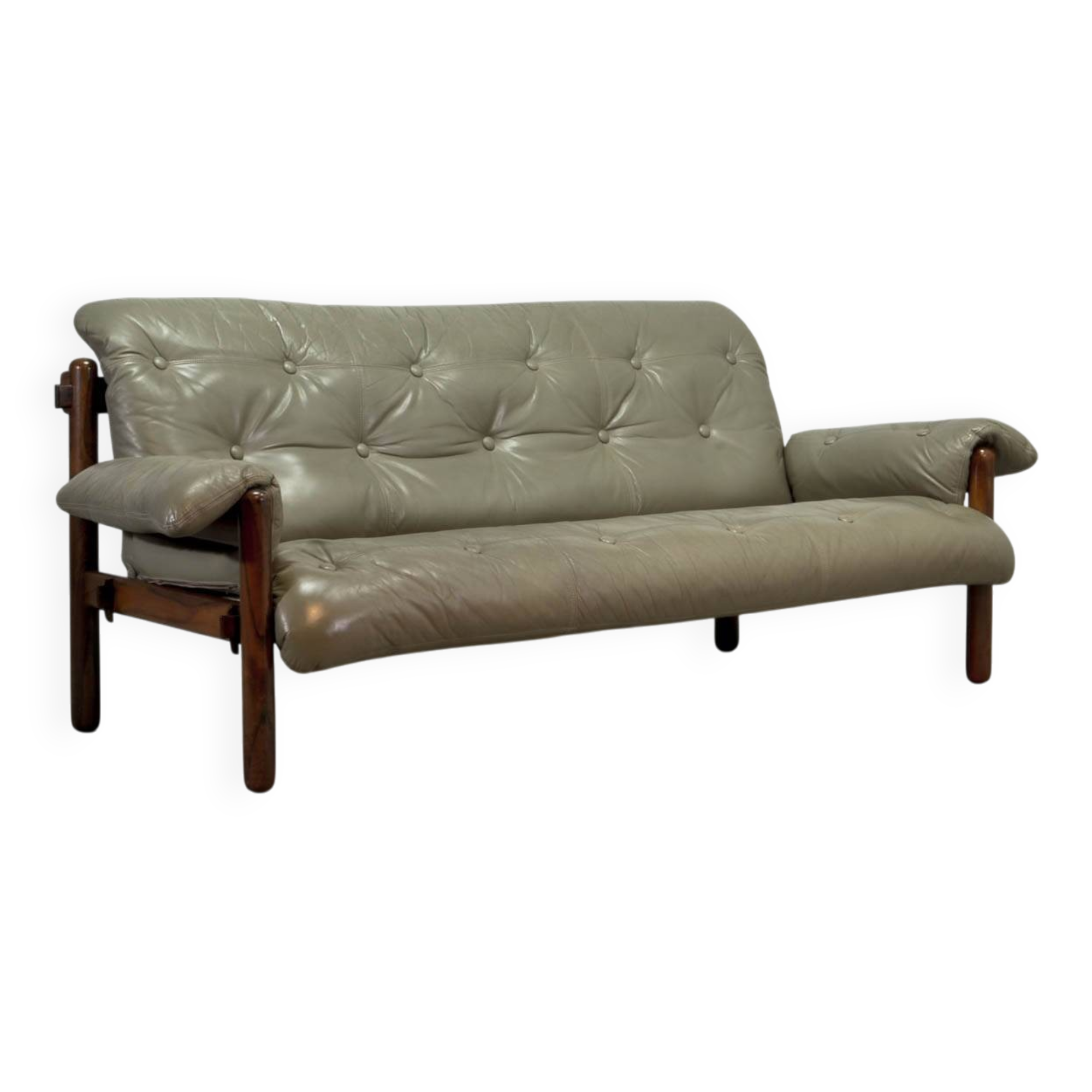 Jean Gillon Brazilian Jacarandá Wooden 3-Seat Sofa for Woodart, Brazil, 60s