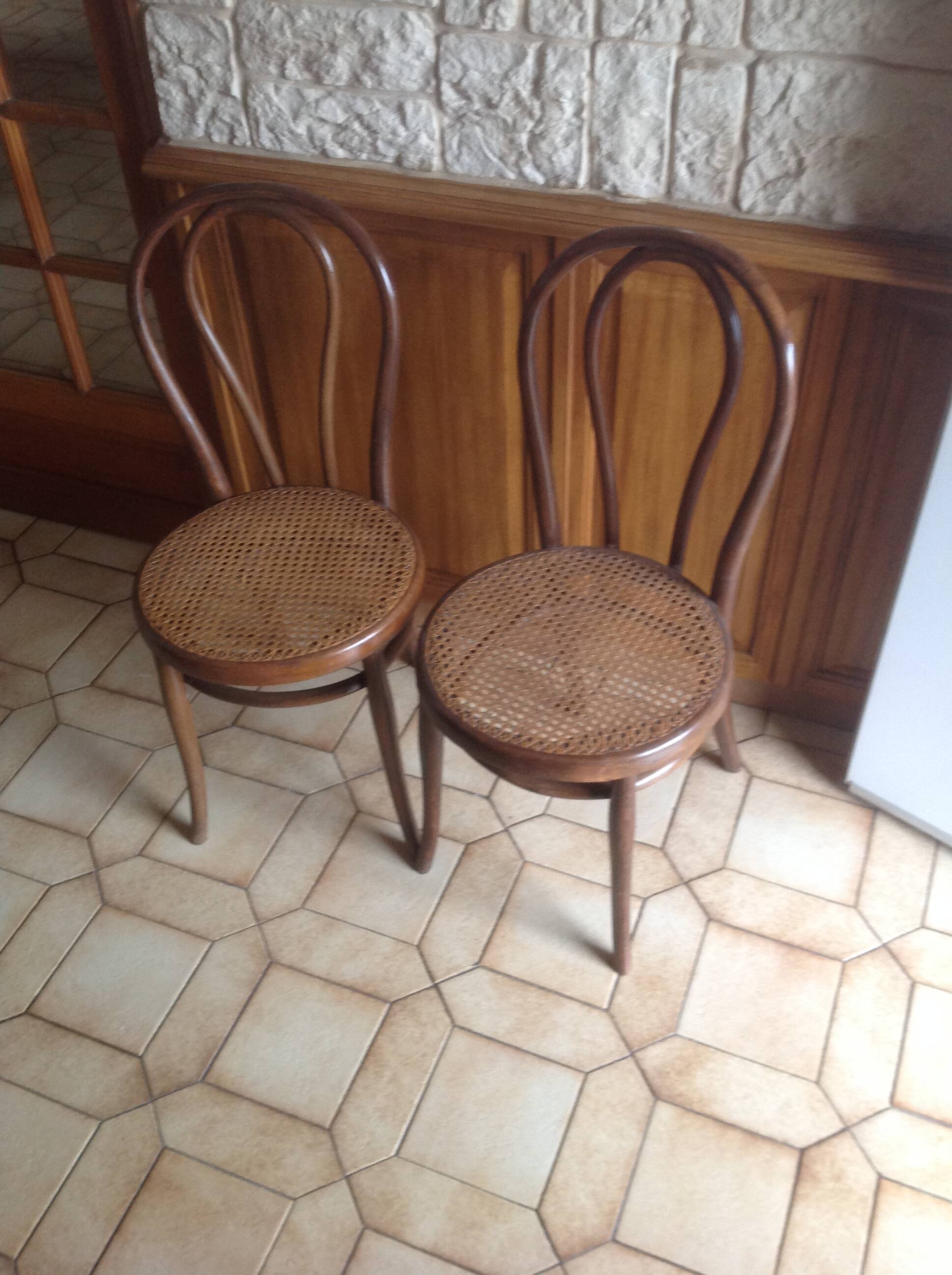 Pair of vintage Thonet Austria cane chairs