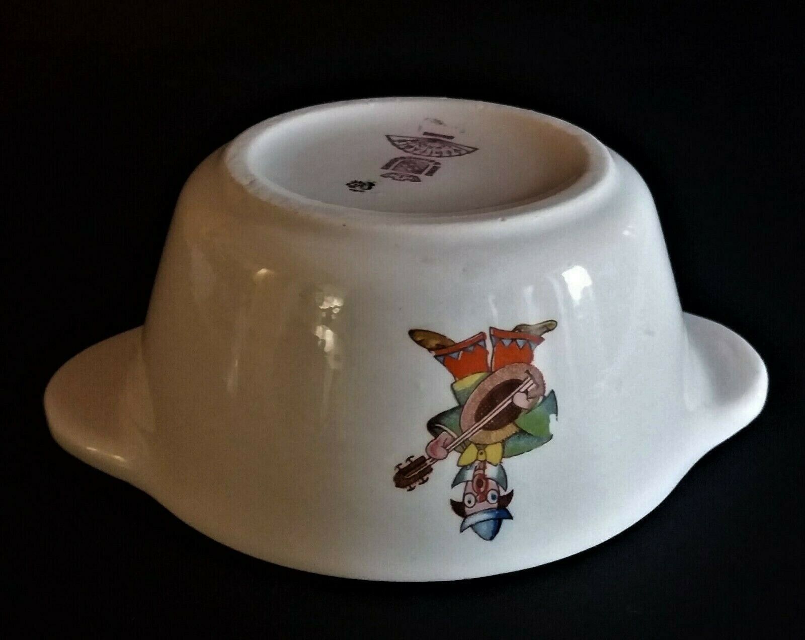 Earthenware bowl Sarreguemines décor clowns 60s