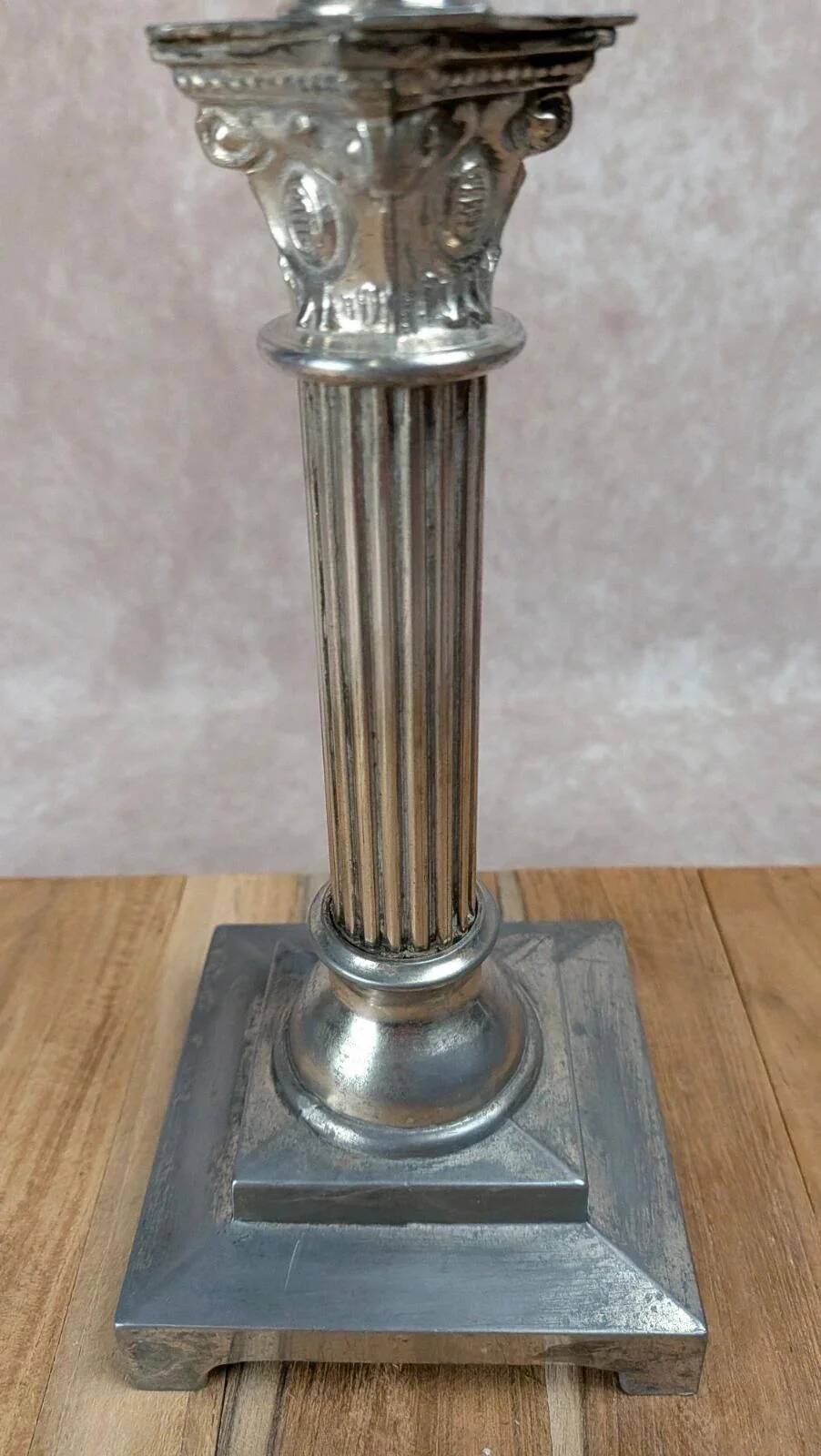 Silver-plated column candlestick – Corinthian style