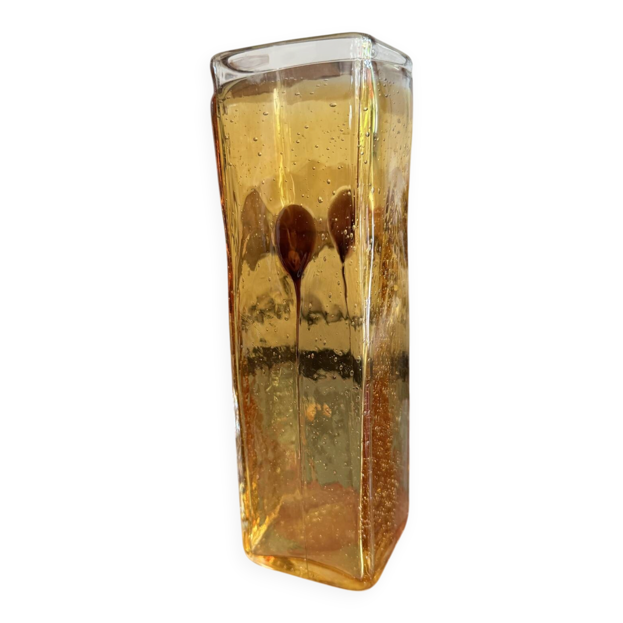 Vase carré orange années 70