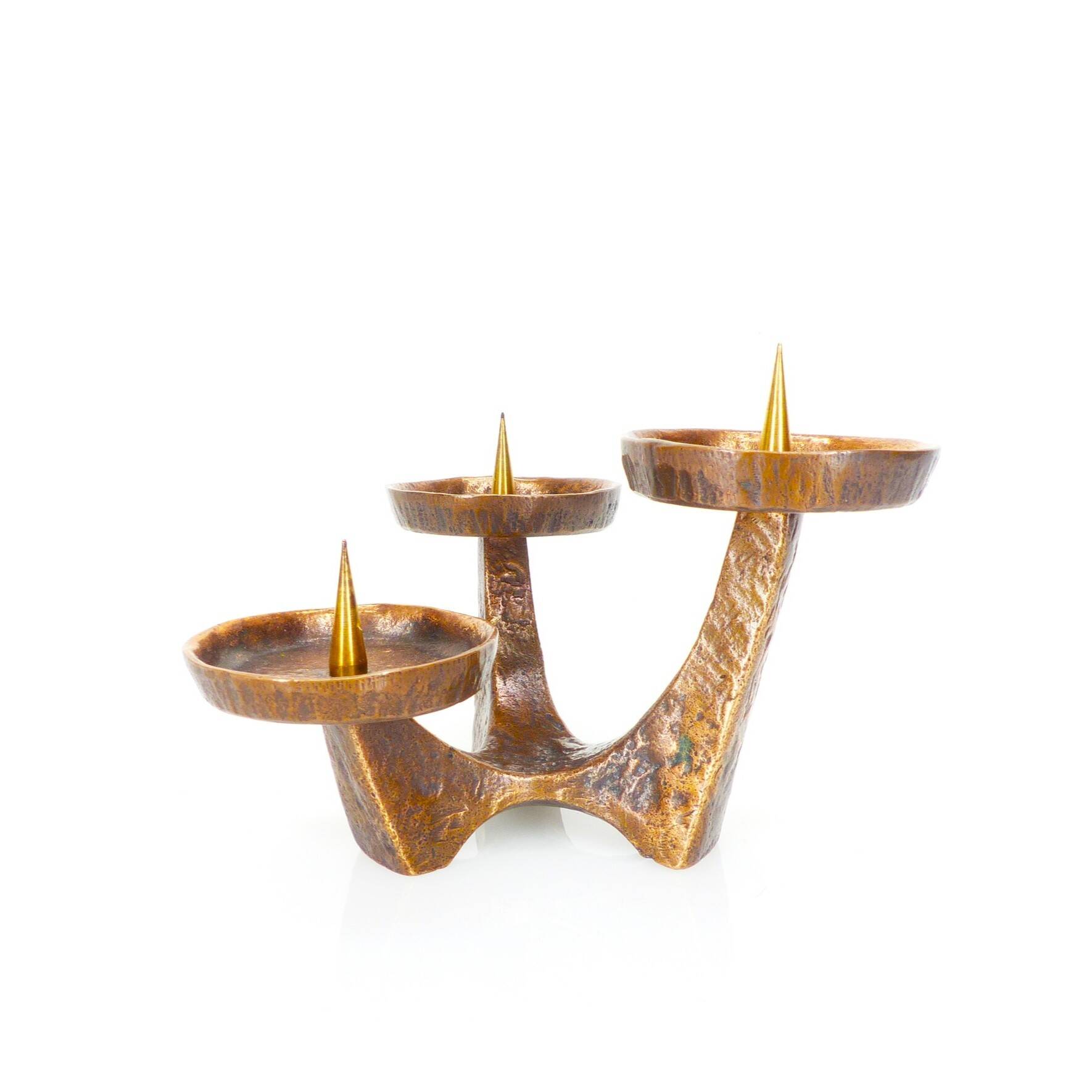 Chandelier brutaliste en bronze, 1960-1970