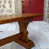 Pair of oak monastic community benches, France, early 20th century