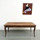 Farm table in solid cherry — Saber legs, Circa 1880