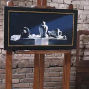 Still life with three pewter tea caddies – Marjolein van den Berg, c. 2011