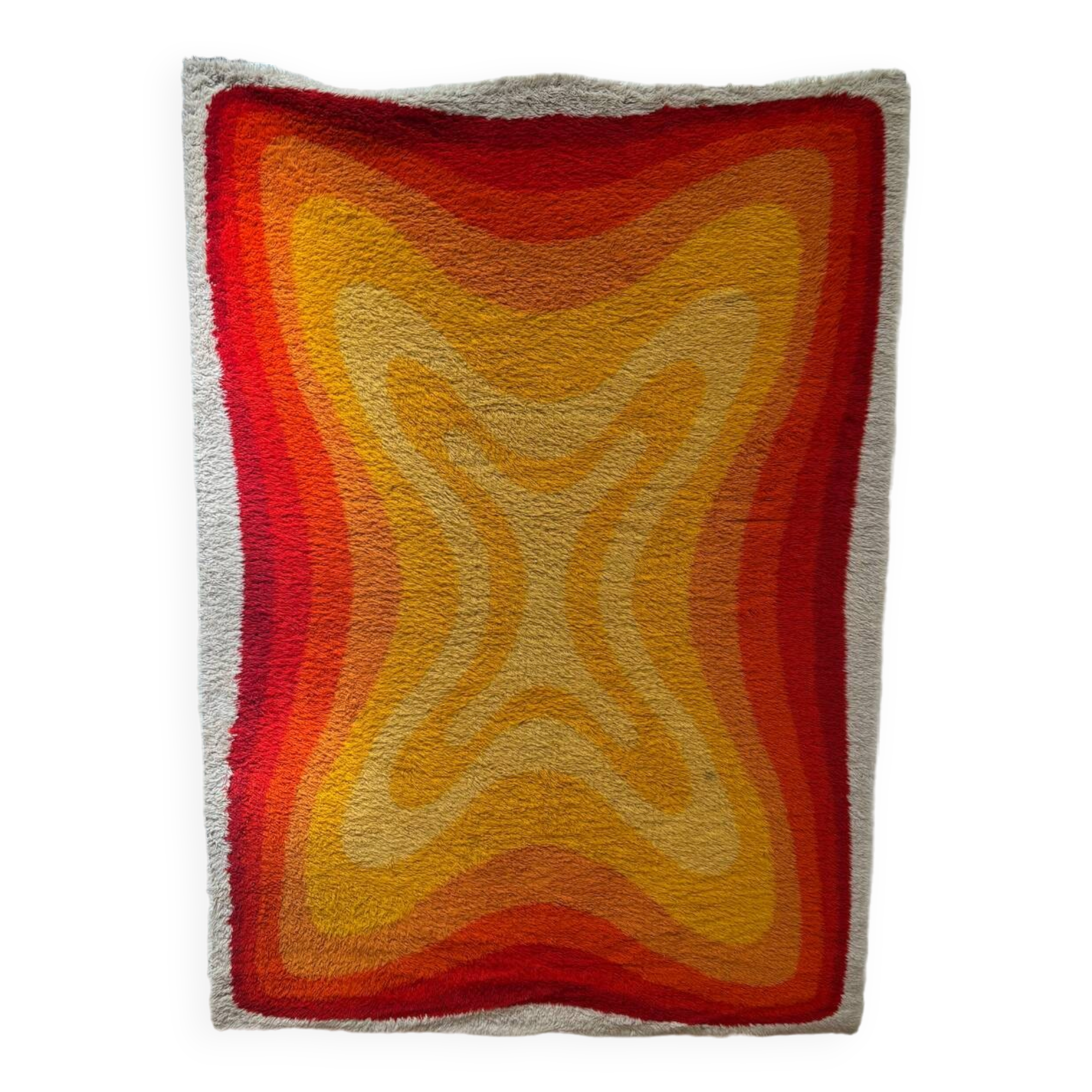 1970 vintage orange Bergos wool rug