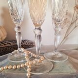 3 flûtes à Champagne en cristal
