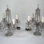 Maria Theresa Crystal Candelabra Table Lamps. Set of two. Italy 1940s