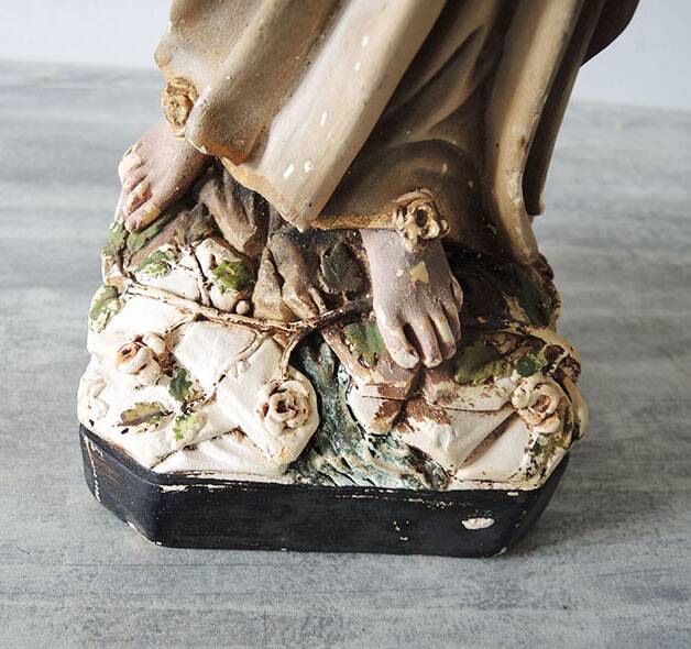 Large & Old Virgin in Plaster Signed Pieraccini