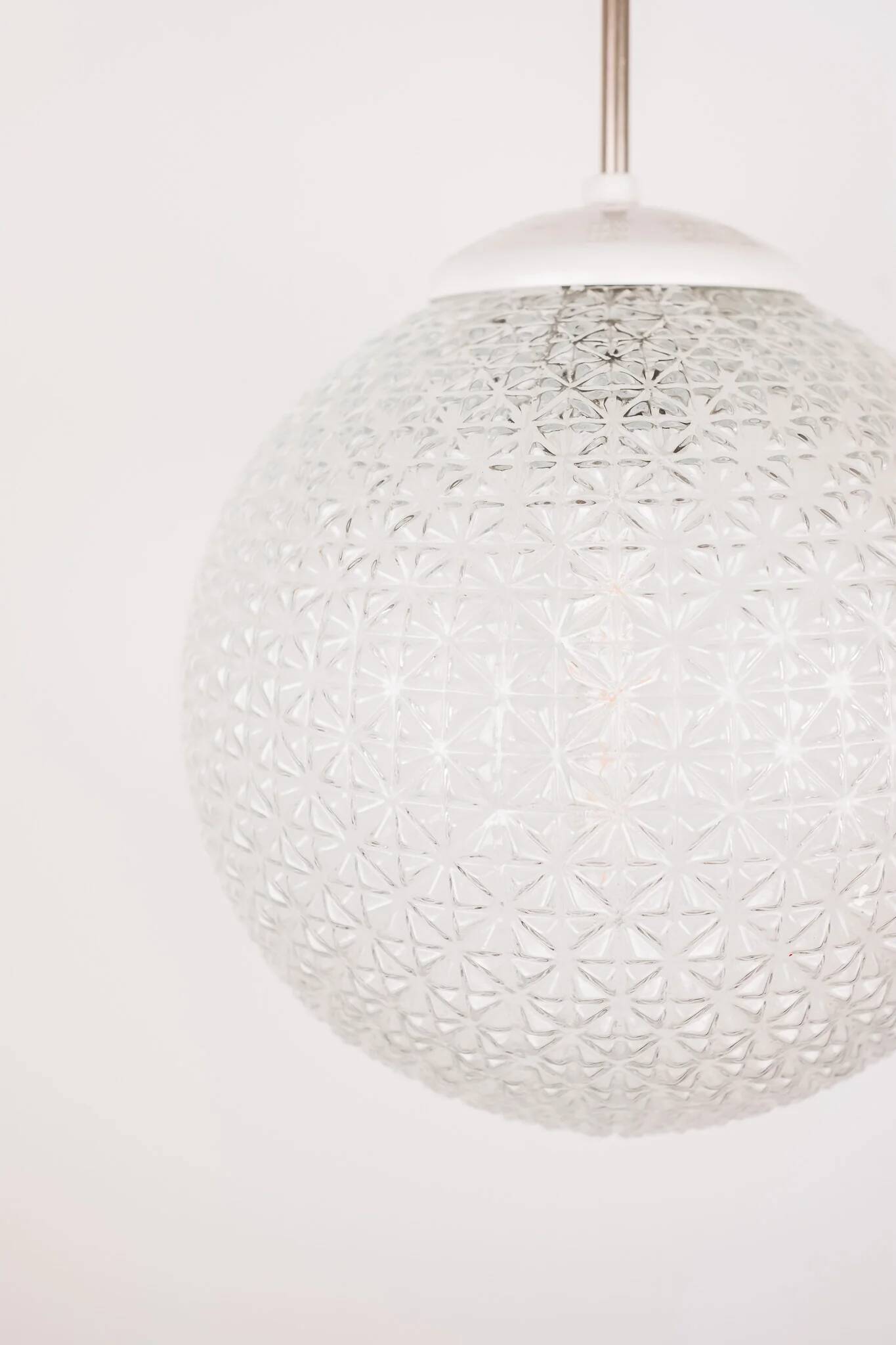 Vintage Mid Century Modern round glass pendant light