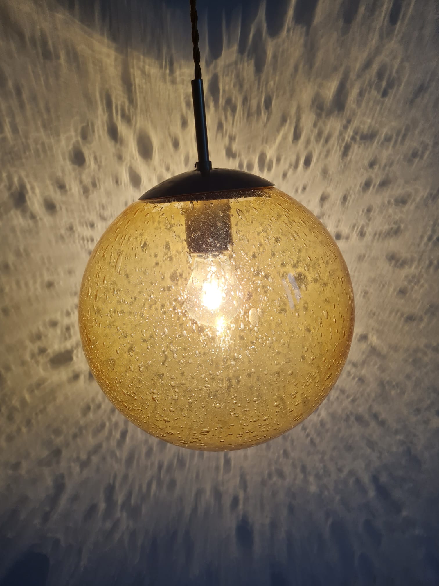 Suspension globe glass smokes amber bubble Peill & Putzler space age