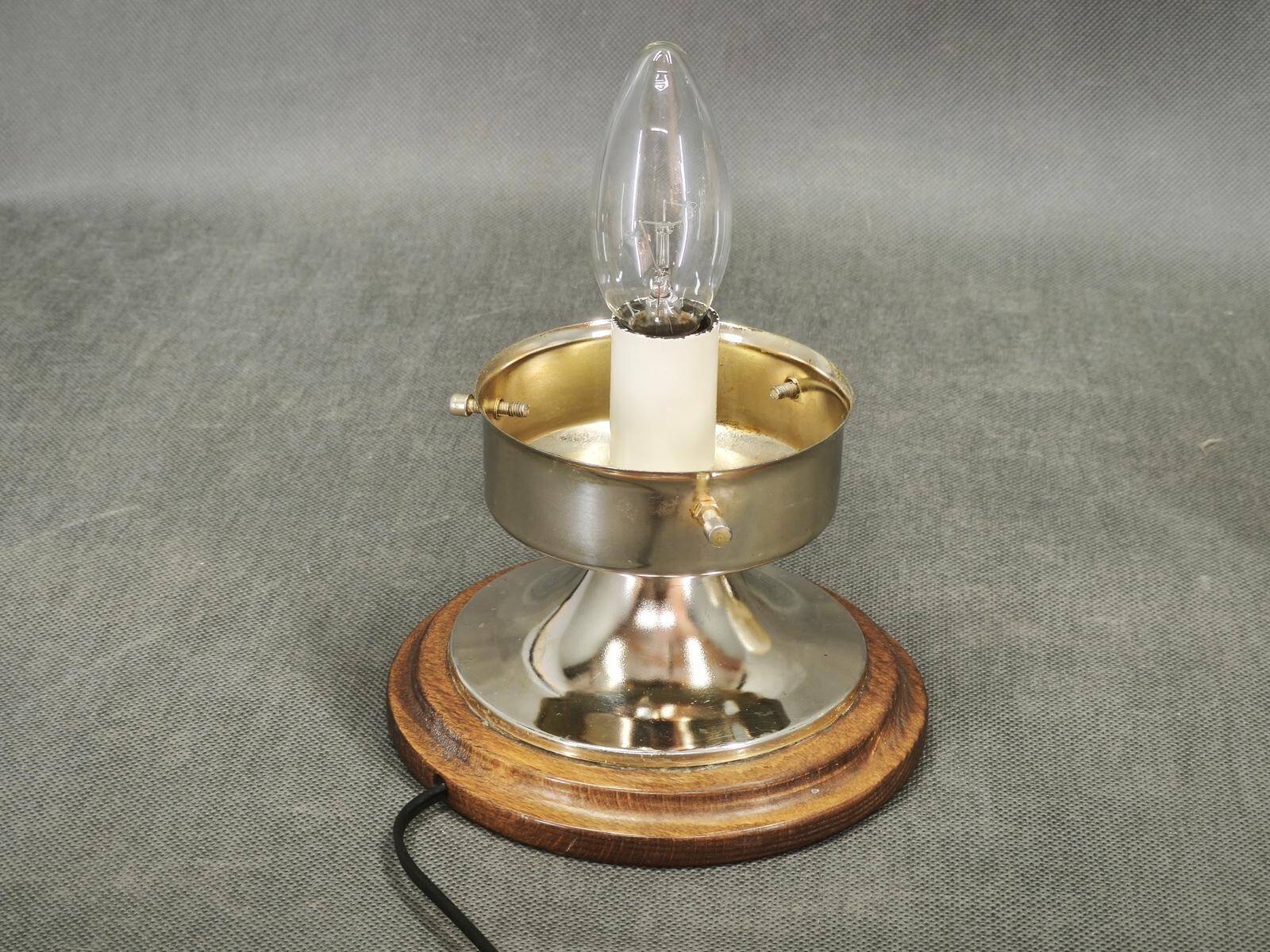 Pair of Italian Etched Glass, Chrome and Wood Table Lamps, 1950s