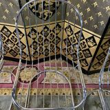 Suite of 4 chrome metal chairs 1970