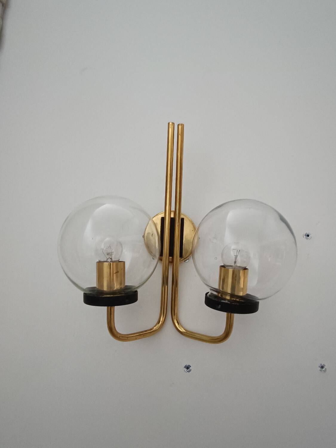 Pair of 1970s brass wall lights