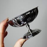 6 vintage bistro-style stainless steel dessert bowls on stands