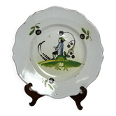 Ancienne assiette faïence Grenoble décor cocher XIXème