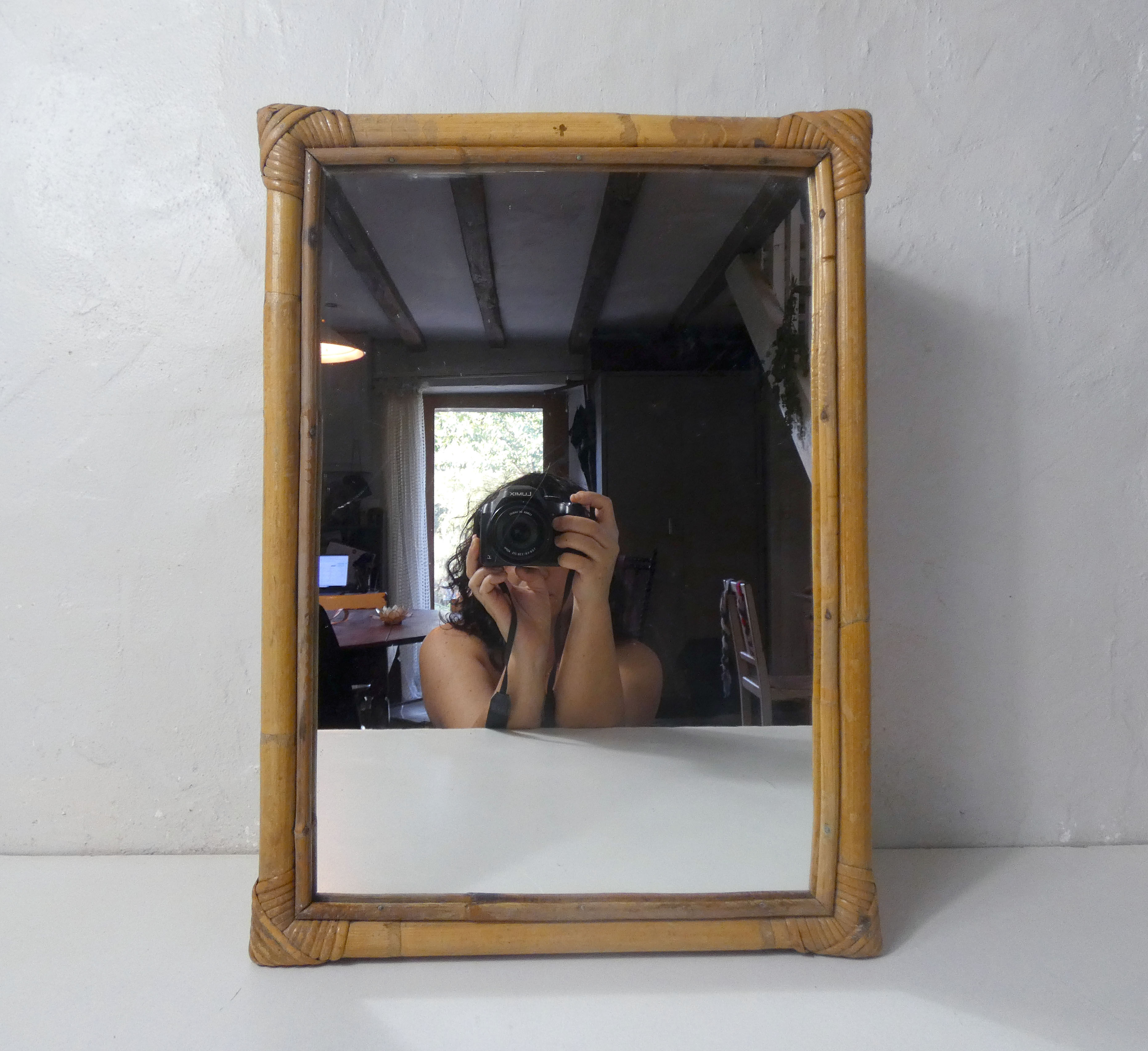 old Vintage rattan medicine cabinet