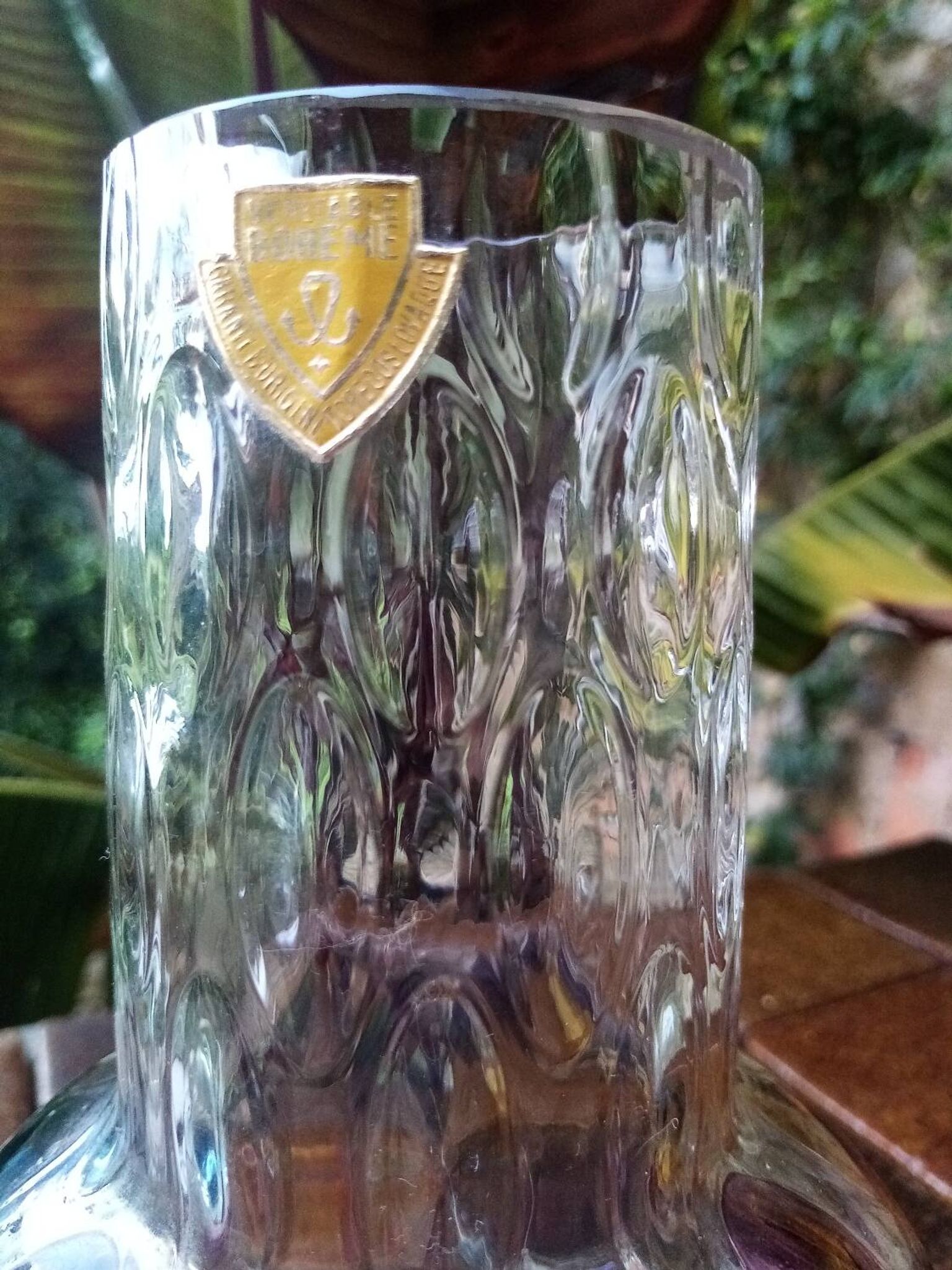 Bohemian crystal vase Czechoslovakia