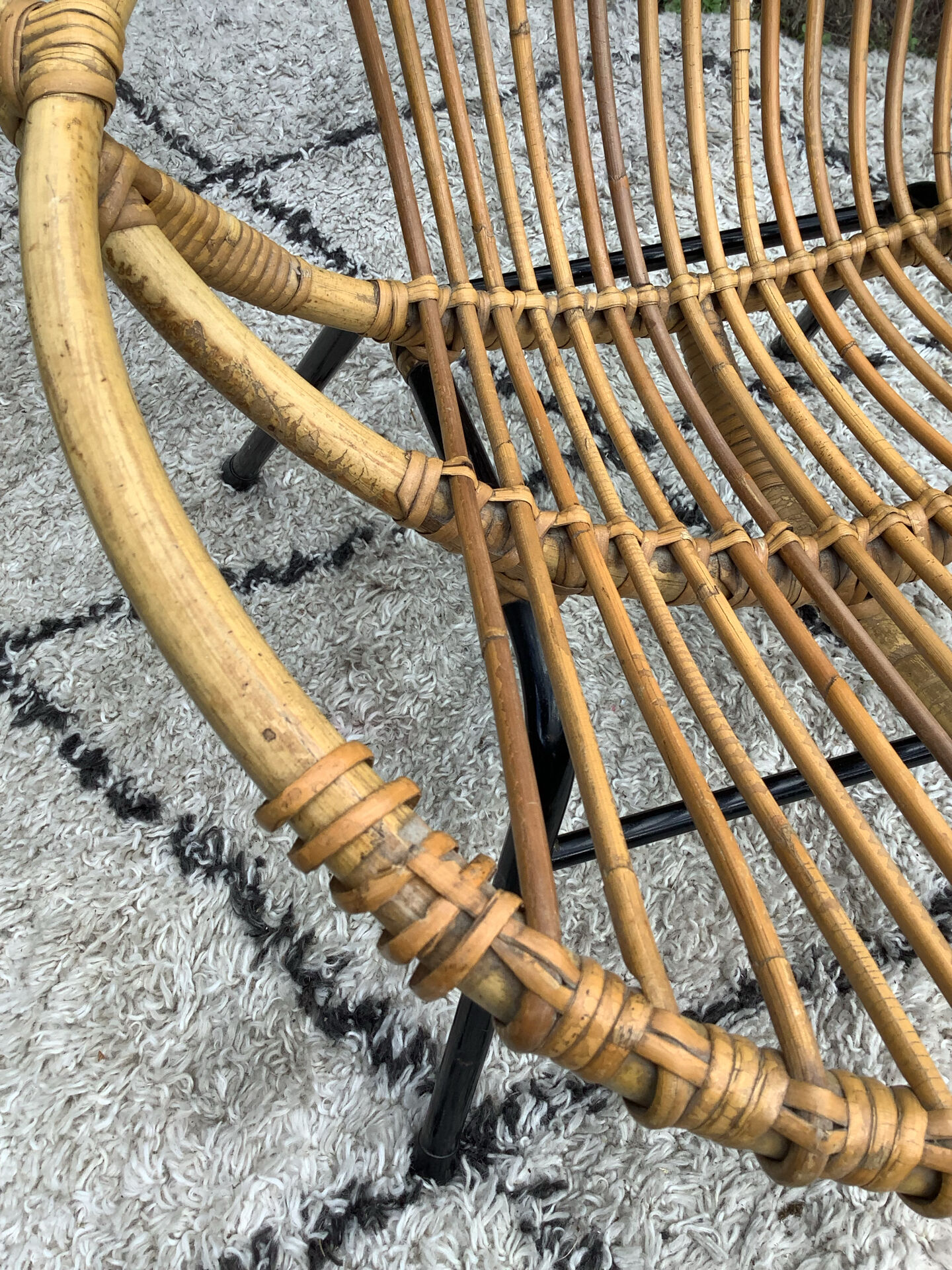 Pair of children's armchairs in rattan from the 1960s.