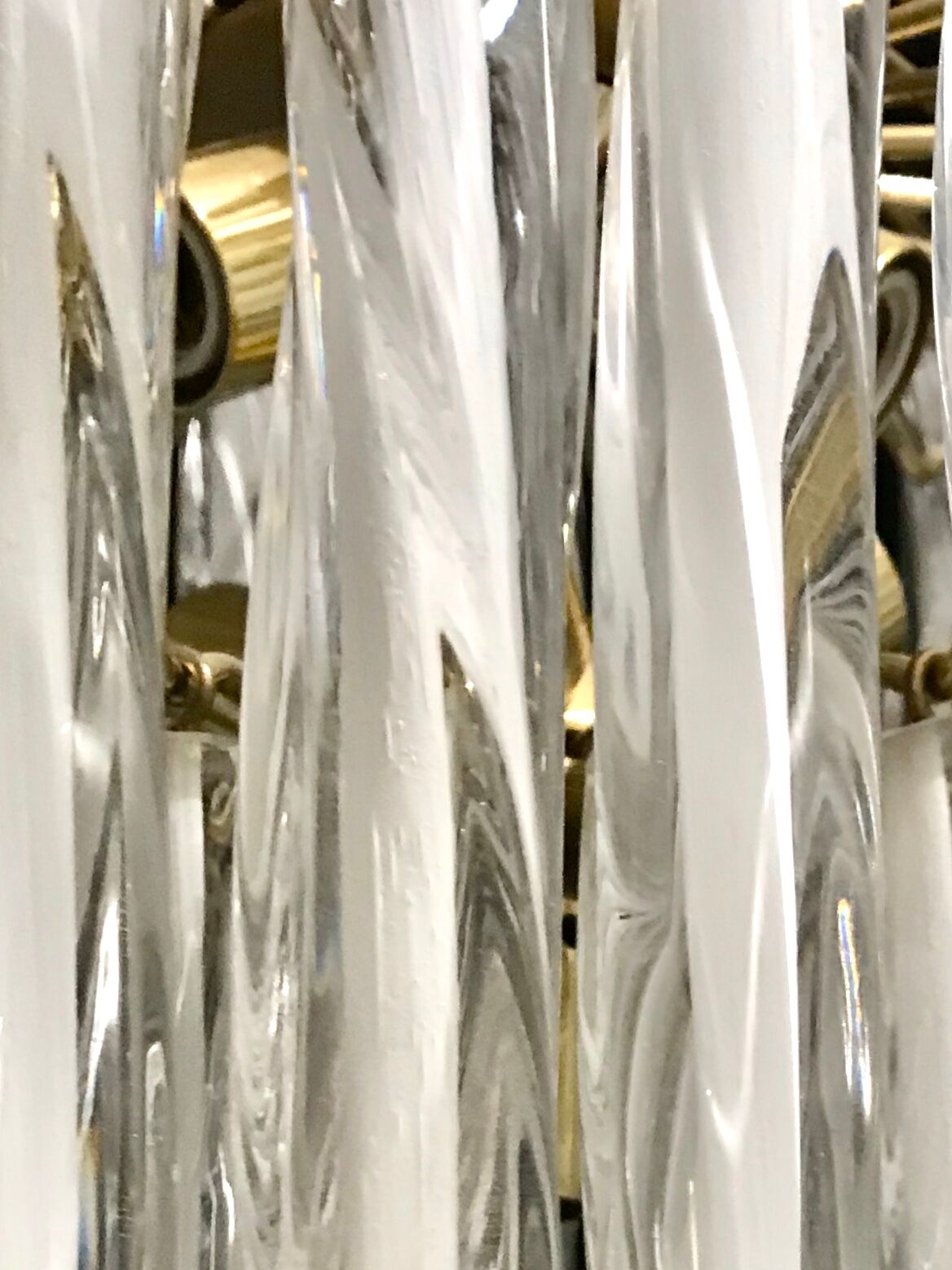 Mazzega two-tone glass chandelier twisted 1960
