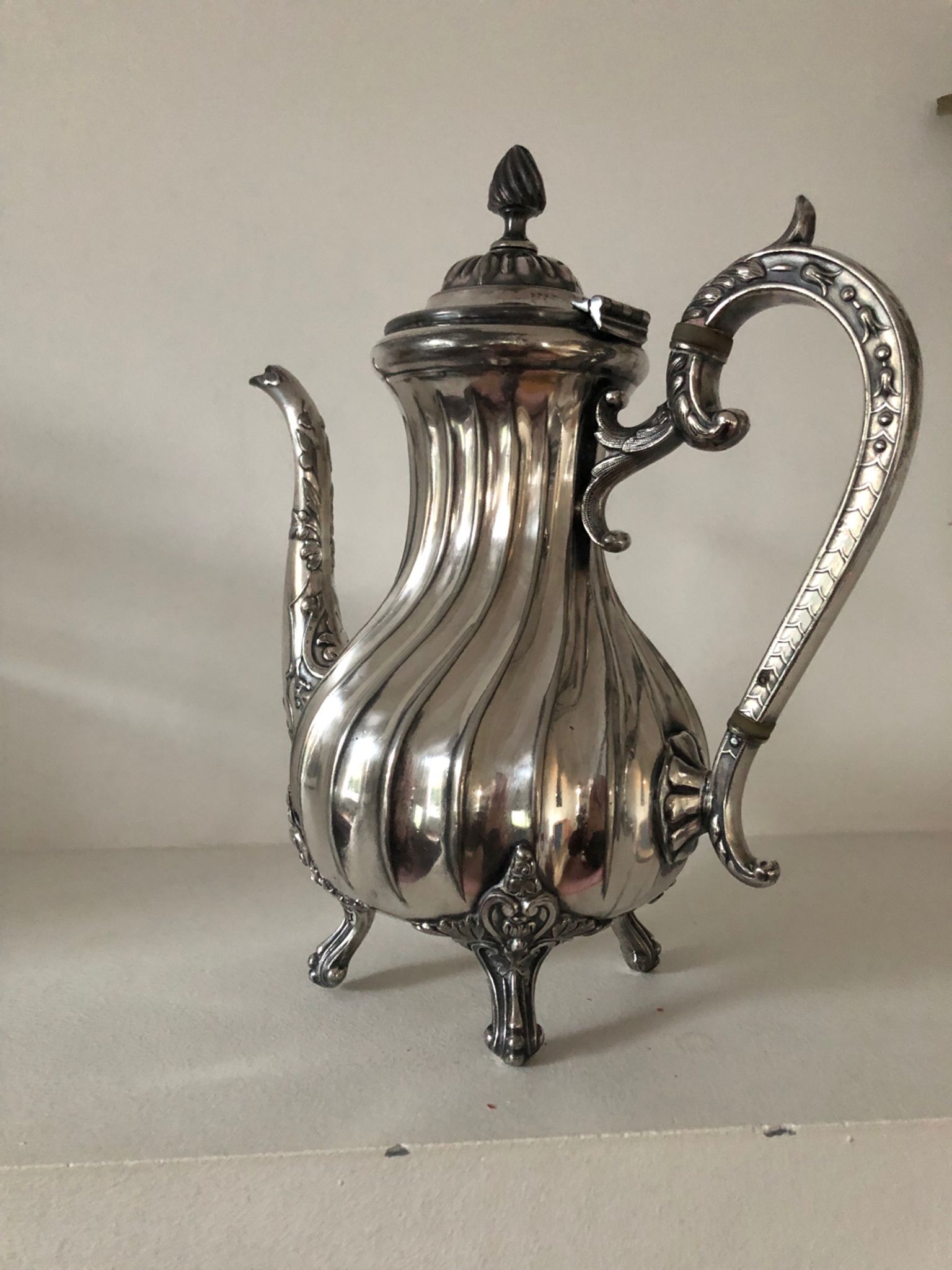 Silver-plated coffee pot and sugar bowl
