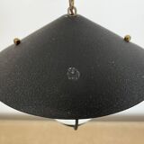 50s lantern pendant light, opaline and metal