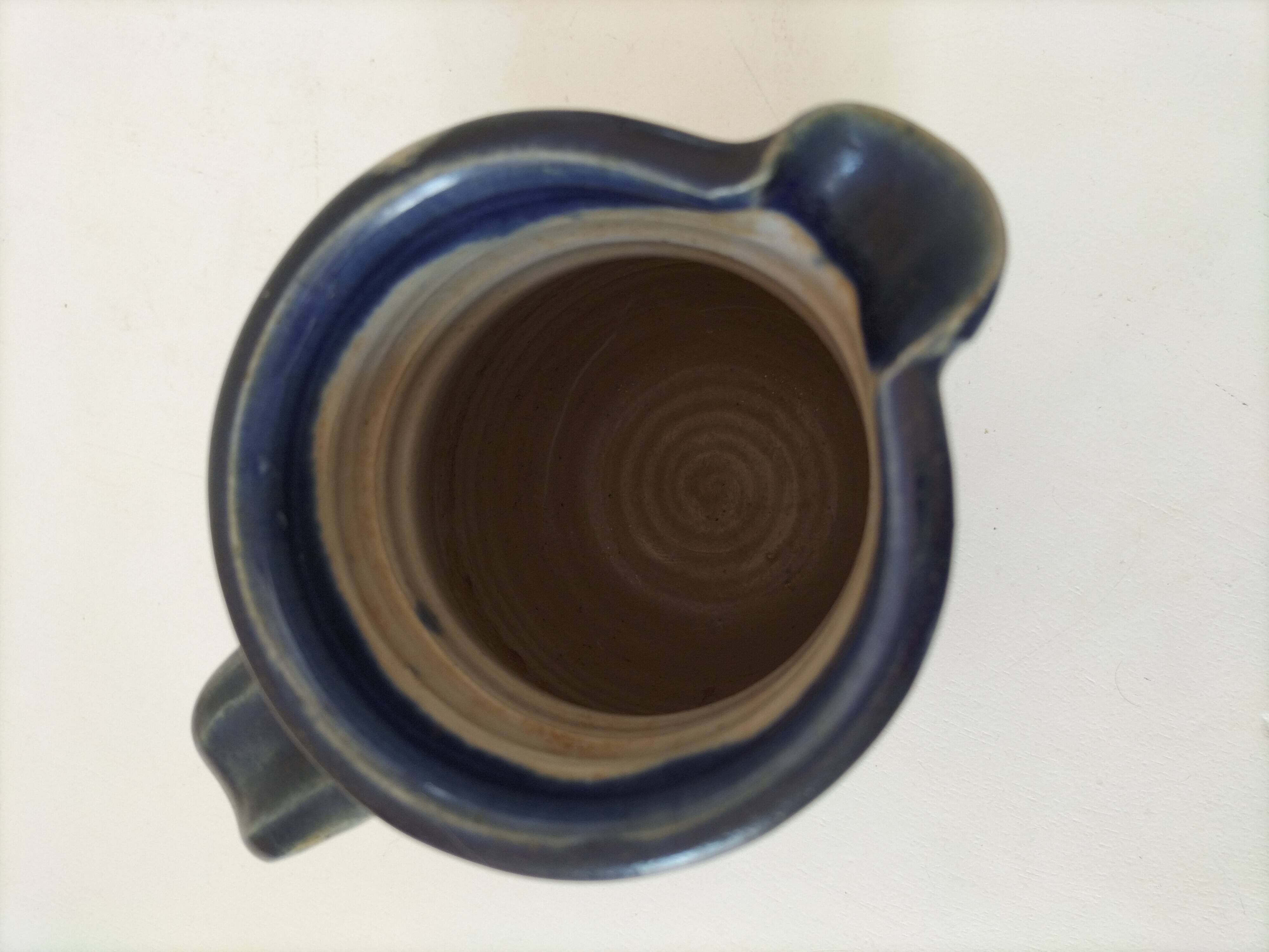 Stoneware pitcher Saint-Père, deep blue nuanced glaze