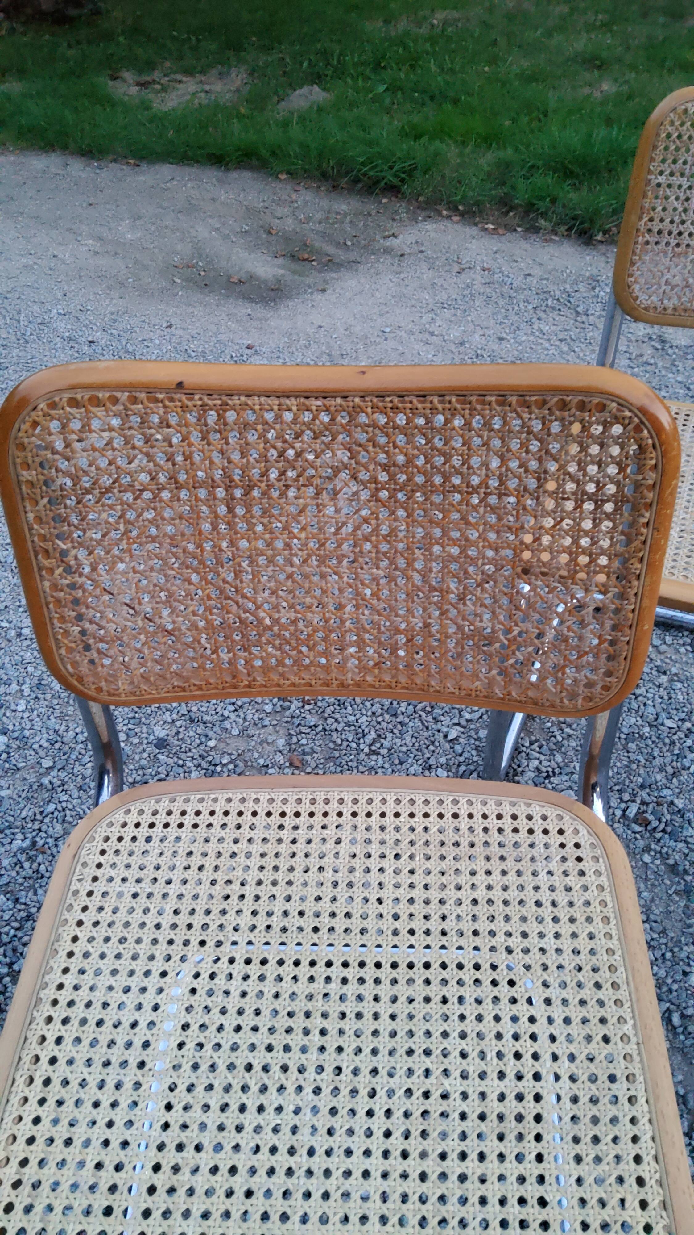 Set of 4 chairs cesca B32 Marcel Breuer Italian edition 1970