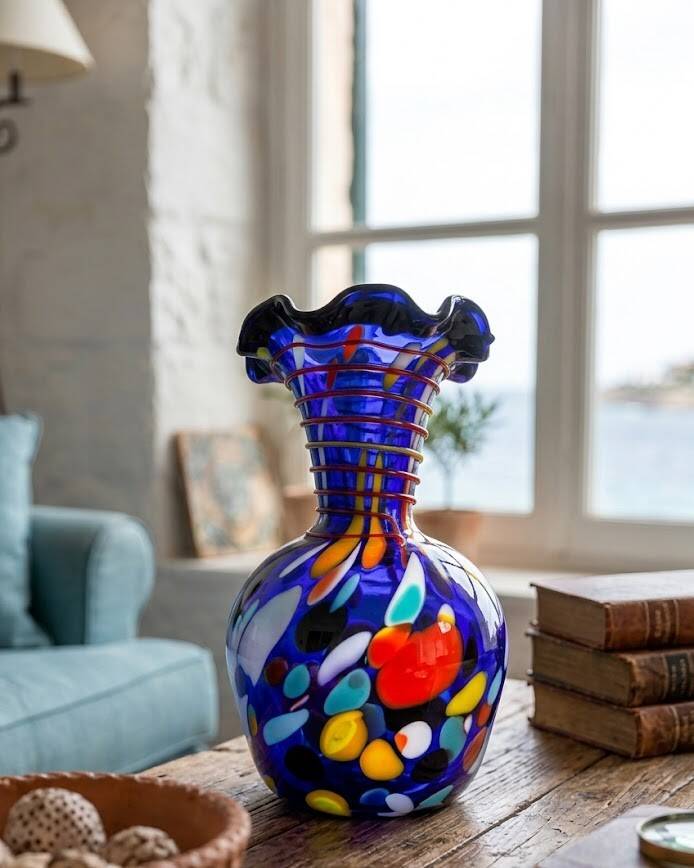 Vintage Murano Vase "Ruffled Rim" 1960s