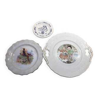 Set of 2 plates and 1 “moulin des loups” cup