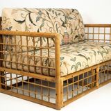 Canapé deux places style tropical chic des années 1960, par Vivai del Sud, en rotin et bambou.