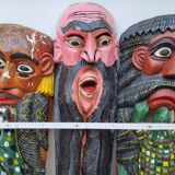 Set of three Mexican folk dance masks, 75 cm