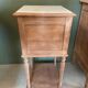 Sandblasted bedside table with white marble