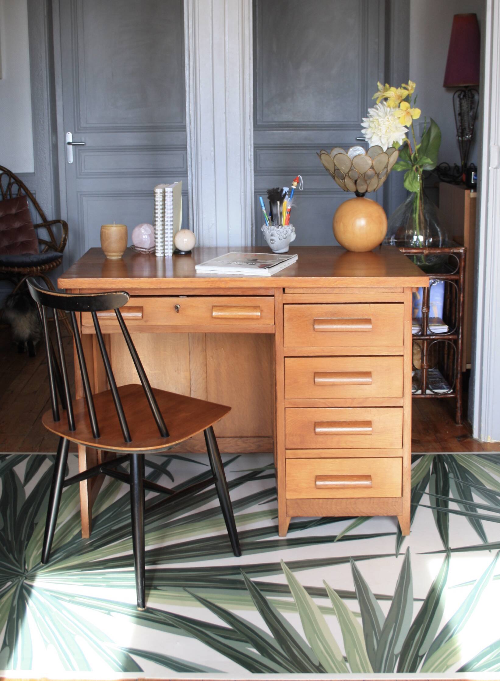 Solid wood school teacher desk