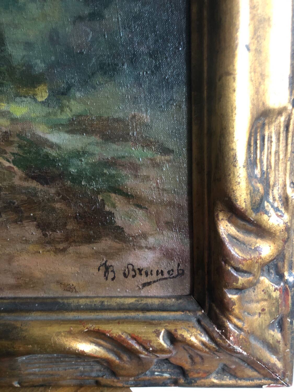 Oil on canvas 19th century landscape by Brunot