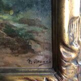 Huile sur toile XIXe paysage de Brunot
