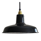 Suspension antique lampshade in black enamelled sheet metal.