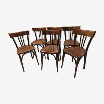 Suite de 6 chaises de Bistrot Baumann vintage années 1960