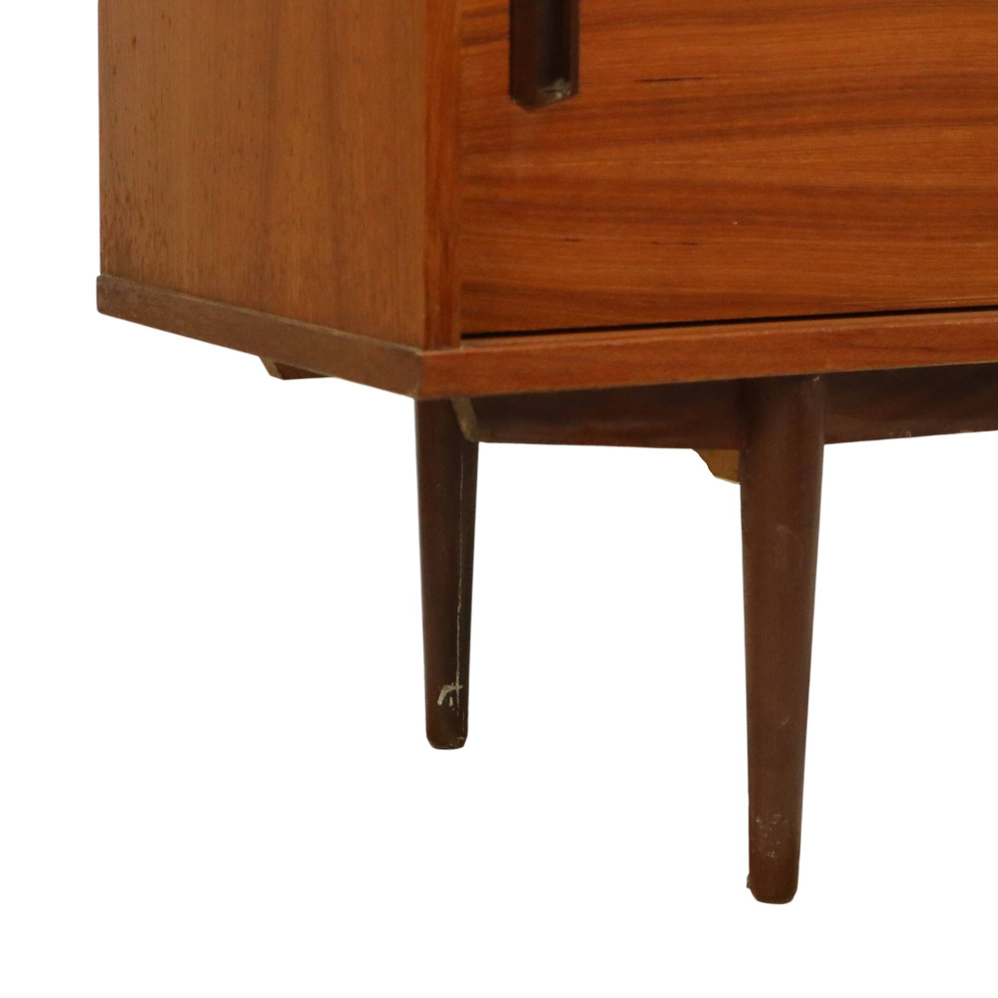 Large Wooden Display Cabinet Teak Veneer Sixties Design 110cm