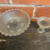 Masserini barocco fruit bowl pair moulded glass bead row vintage