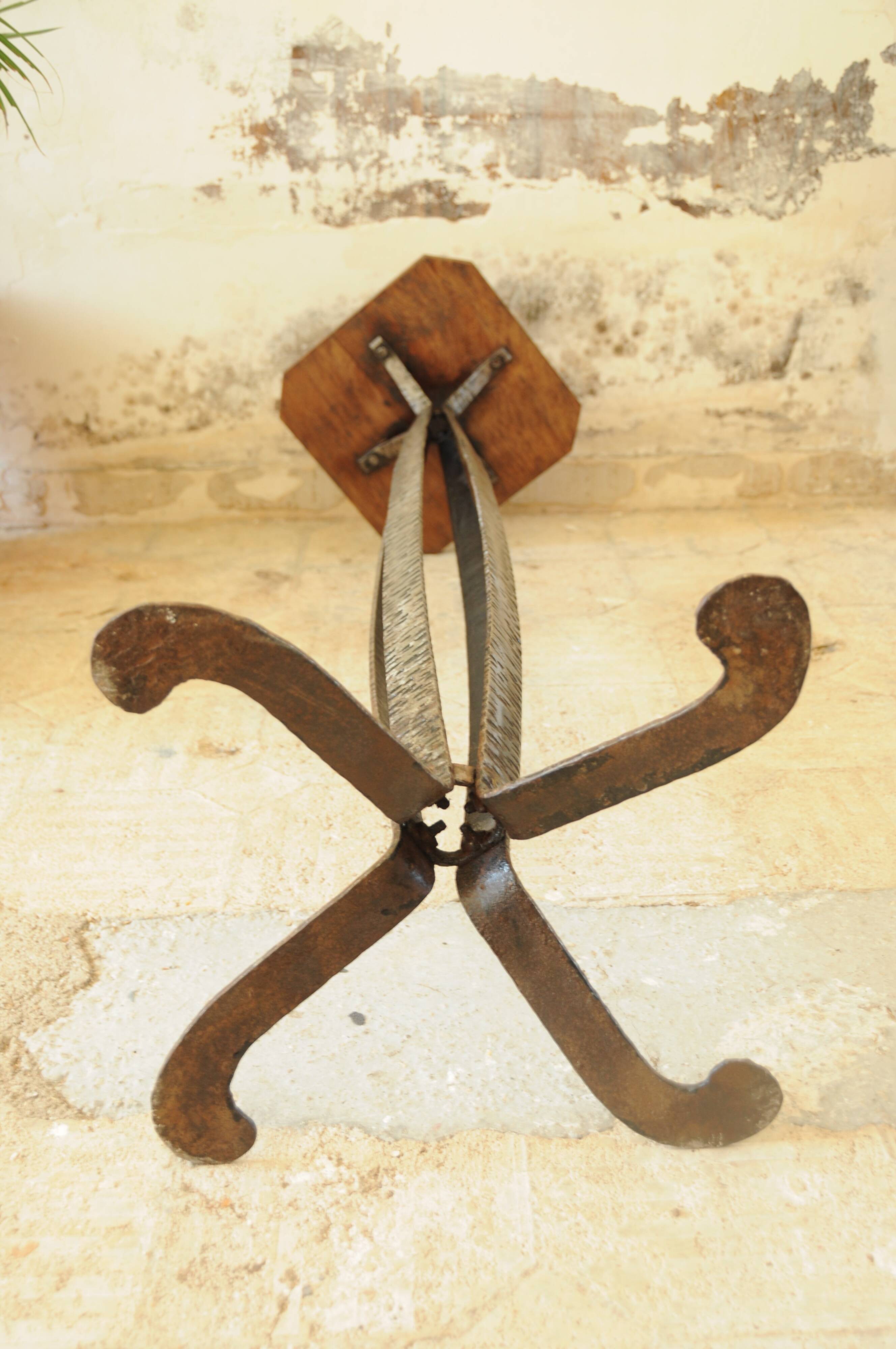 Wrought Iron and Wood Side Table - Art Deco Side Table - Column Furniture