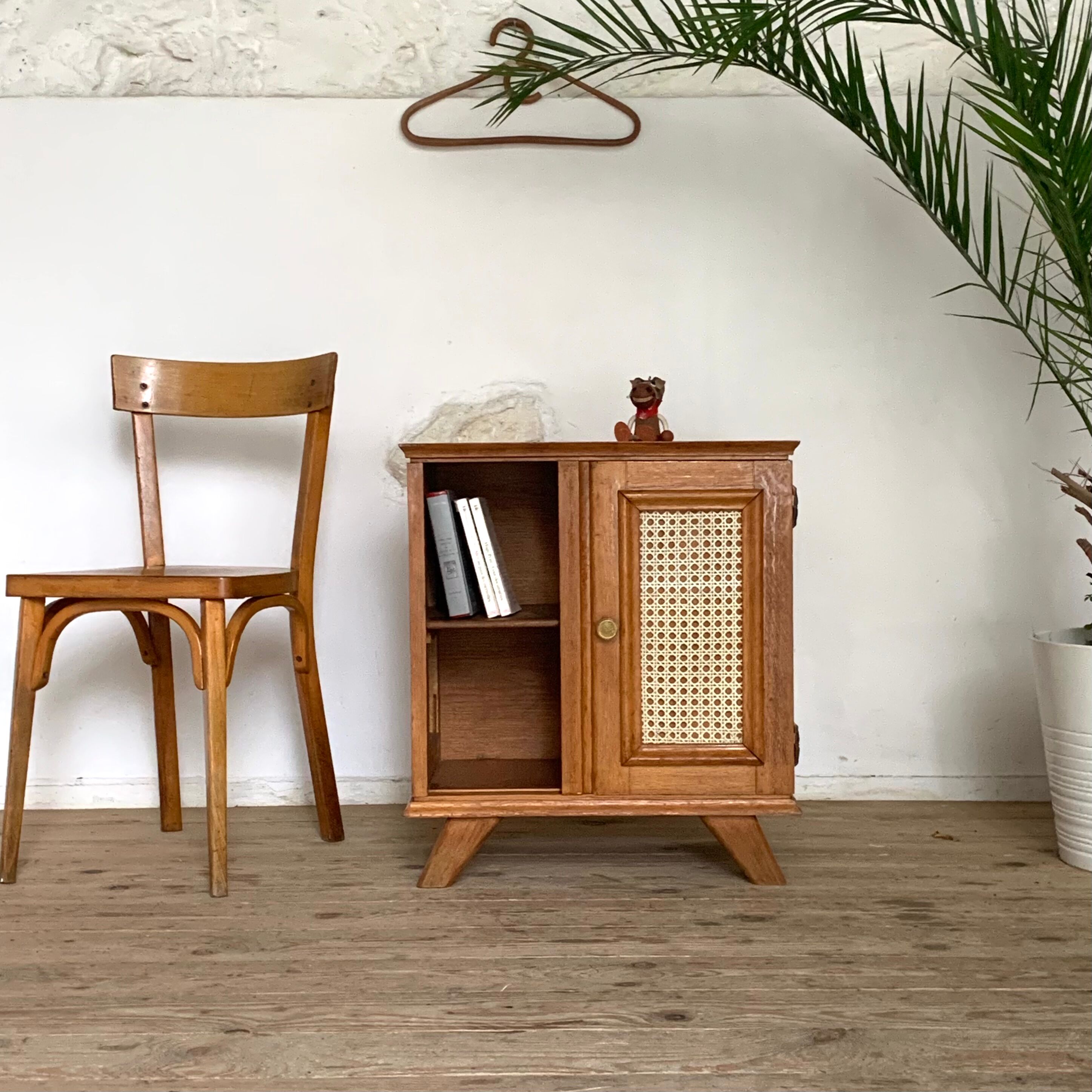 Vintage sideboard in oak compass feet and cannage