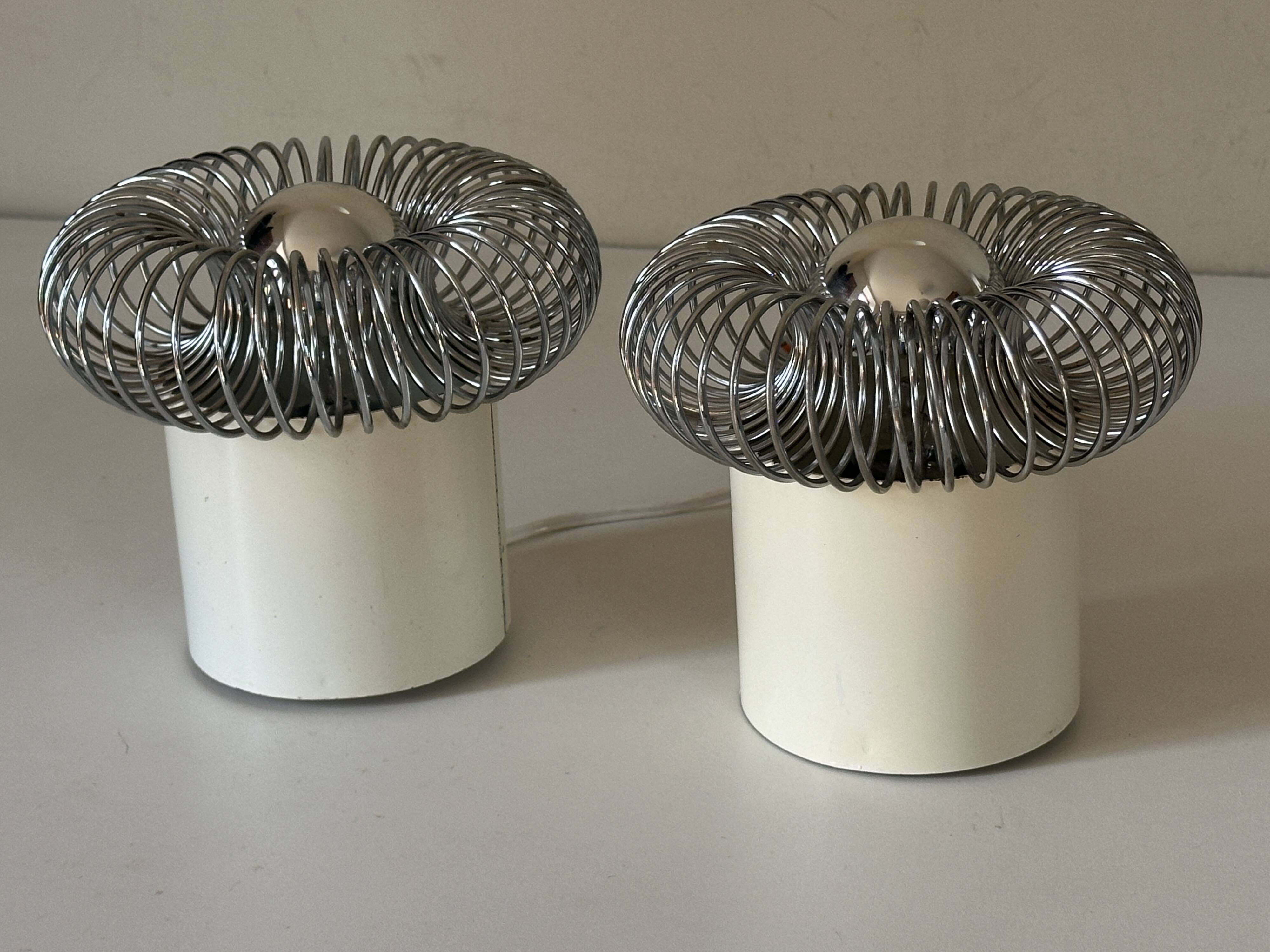 Pair of vintage design spring lamp wall lights from the 70s