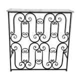 Console, cache radiateur en fer forgé et marbre, meuble d'appui