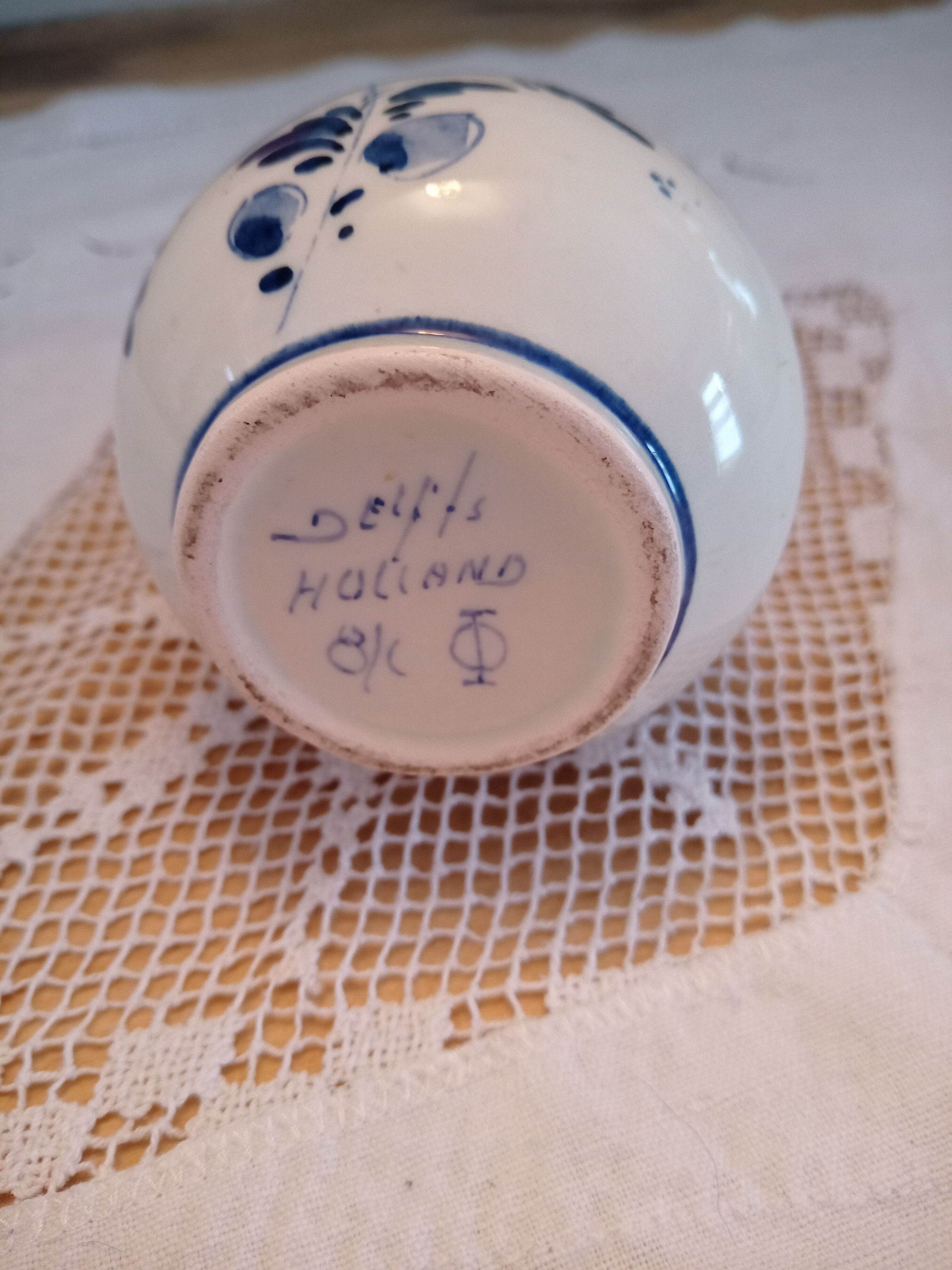 Vase soliflore Delft decor blue flowers