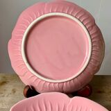 4 vintage rose shaped barbotine plates