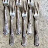 6 silver metal forks
