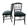 Paire de chaises Napoléon III, assises recouvertes de velours bleu